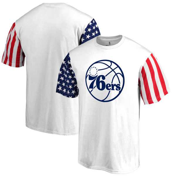Men's Philadelphia 76ers Fanatics Branded Stars & Stripes T-Shirt White FengYun,We sell and wholesale Men's Philadelphia 76ers Fanatics Branded Stars & Stripes T-Shirt White FengYun on line form chian!